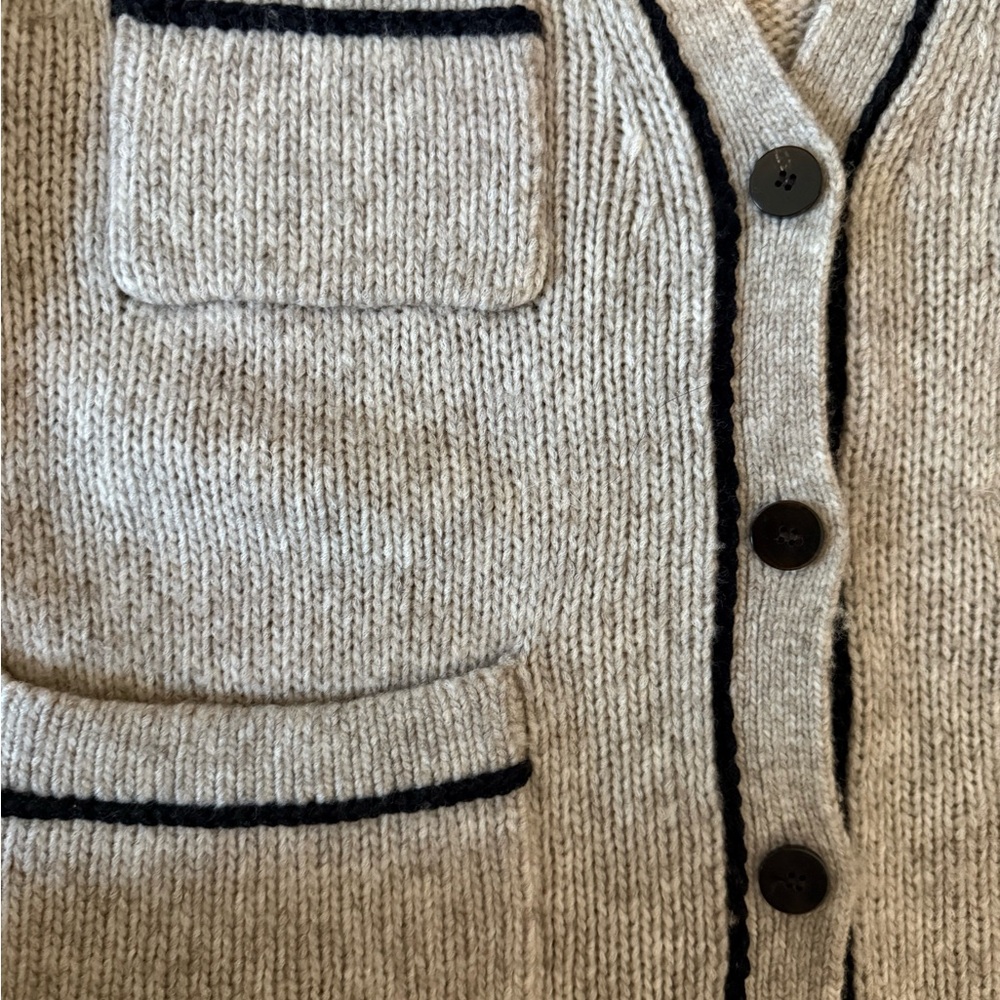 Theory Light Taupe Melange/Black Cardigan Sweater size P (XS) - Picture 13 of 13